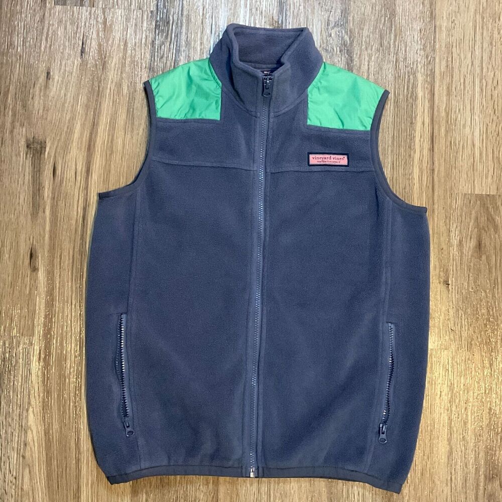 Vineyard Vines Fleece Vest Slate Blue Green Size XL 20 Kids Boys Jacket Outdoor